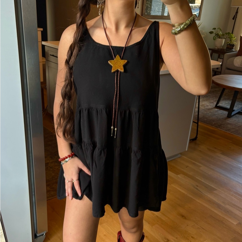 Black Sleeveless Tiered Dress